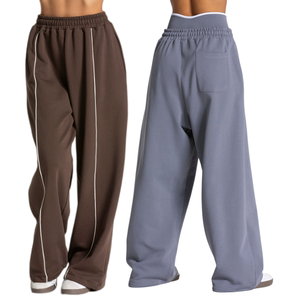 Men's Gray Elastic Waist <b>Wide</b> <b>Leg</b> Sweatpants Casual Midweight Knitted Breathable High Waist <b>Joggers</b> Autumn Wear - Product Image 6