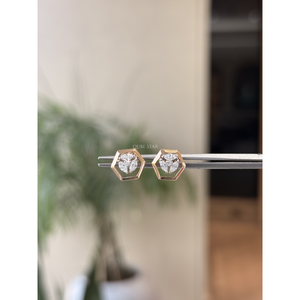 Lab Grown Diamond Hexagon Geometric Stud <b>Earrings</b> 0.25 Ct Minimalist Designer Fine Jewelry for Women Sterling Silver <b>Post</b> - Product Image 6