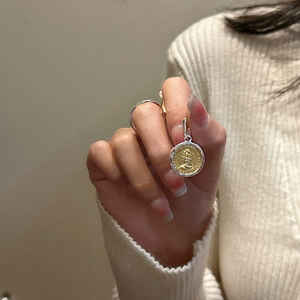 Pendentif en argent sterling S925, style coréen, contraste or-argent, motif queue de poisson, boucle, style vintage INS, cadeau tendance - Product Image 3