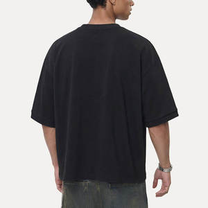 Camiseta al por mayor de corte holgado, estilo vintage, tallas grandes, con logo personalizado, de alta calidad, de felpa francesa gruesa, de manga corta y corte cuadrado. - Product Image 5
