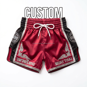 Shorts de boxe Muay Thai en satin vierge à logo personnalisé, haute mobilité, extensibles, séchage rapide, légers, avec fentes latérales larges, vente en gros - Product Image 1