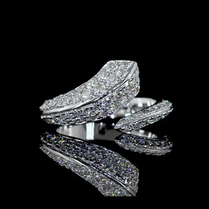 Bague statement en or 10K 14K 18K ou argent 925 935 avec diamants cultivés en laboratoire sertis pavé - Product Image 1