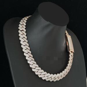 Collier chaîne à maillons en moissanite taille brillant 18 mm, luxe, en argent sterling plaqué or, pour bijoux de mariage certifiés, pour homme - Product Image 3