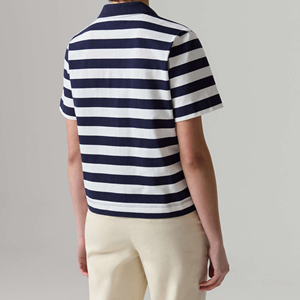 Polo rayé pour femme de qualité supérieure, personnalisé OEM, manches courtes, 100% coton, respirant, coupe classique, style nautique printemps-été - Product Image 2