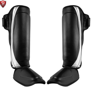 Protège-tibias de boxe pour entraînement de combat, protection de la cheville et du cou-de-pied, chauffe-jambes MMA Muay Thai, protège-tibias légers en PU - Product Image 1