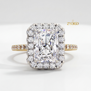 Anillo de Compromiso de Plata 925 con Diamante Cultivado en Laboratorio de Corte Radiante de 2.01CT y Banda de Tallo Dividido con Pavé para Boda y Fiesta - Product Image 6