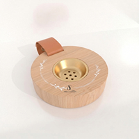 Ensemble brûleur à bakhoor en bois avec coupelle à encens en métal, poignée en cuir, design arabe pour rituels aromatiques, décoration intérieure et cadeaux