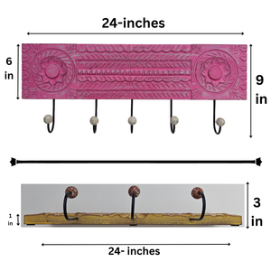 Décoration murale en bois sculpté rose délavé avec 5 crochets, porte-clés, articles de décoration intérieure en bois, personnalisable, en bois d'ingénierie - Product Image 6