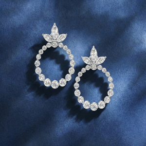 Pendientes de Diamantes de Laboratorio de 0.88Ct con Formas Múltiples (Marquise y Redondas) en Oro de 10K y 14K, Ligeros, Exclusivos, Inventario de Boutique - Product Image 1