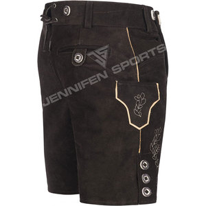 Shorts en cuir suédé de vache véritable 100% de haute qualité pour hommes, style Lederhosen allemand, costume bavarois pour l'Oktoberfest, couleur marron antique. - Product Image 2