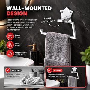 Toallero de pared moderno de acero inoxidable pulido espejo, barra fija individual para baño - Product Image 4