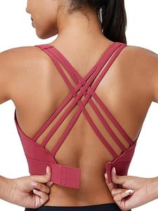 Women's High Support <b>Racerback</b> Sports <b>Bra</b> Crisscross Straps Front Quick Dry Breathable Padded Gym Fitness Yoga Workout - Product Image 4