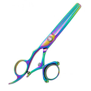 Ciseaux de coiffure professionnels multicolores pour droitiers, pivotants, en acier, à tension réglable par vis, pour salon de coiffure - Product Image 2