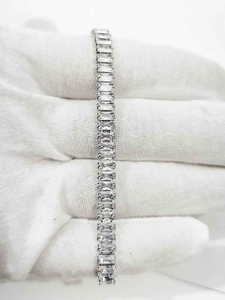 Collar de tenis con diamantes cultivados en laboratorio, corte baguette, oro blanco, elegante, lujoso, joyería fina para mujeres, hombres, unisex, regalo. - Product Image 5