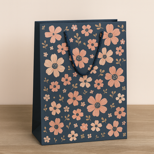 Bolsas de Regalo de Papel Kraft de Lujo Impresas Personalizadas con Asas, Diseño Floral, Embalaje Ecológico Reciclable para Boutiques - Product Image 3