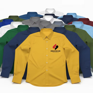 Chemise habillée décontractée pour homme, manches longues, coupe ajustée, 100 % coton sergé, légère, confortable, anti-boulochage, été - Product Image 5