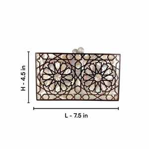 PearlSerene Heritage <b>Bag</b> Premium Handmade MOP Mosaic Wooden Clutch with Refined Polished Finish <b>for</b> <b>Brides</b> & <b>Wedding</b> Celebration - Product Image 3