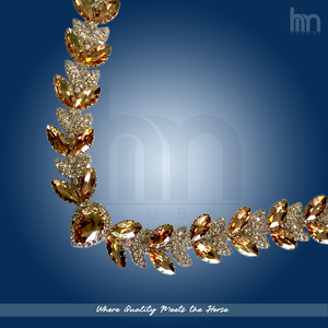 Cabezalera de Cuero de Lujo para Caballo, con Cristales Marquise Color Champán, Forma de V, Cosida a Mano, Personalizable, para Doma y Adornos Ecuestres - Product Image 5