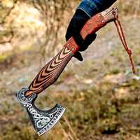 Hache Viking Traditionnelle de Haute Qualité en Acier Carbone, Fabriquée à la Main, Hache de Camping pour la Survie, Directement de l'Usine