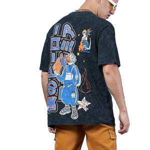 เสื้อยืดผ้าย่นเป็นกรดสำหรับผู้ชายเสื้อยืดลำลองทรงพอดีตัวระบายอากาศทำจากผ้าแคนวาสโพลีเอสเตอร์/ ผ้าฝ้ายคุณภาพสูง - Product Image 6