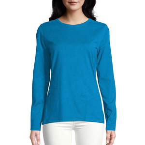 Women's <b>Pink</b> Long Sleeve Crew Neck T-Shirt 100% Cotton Regular Fit Casual Solid Eco-Friendly Quick Dry Breathable All Seasons - Product Image 4