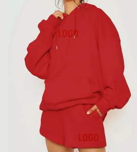 Women's <b>White</b> <b>2</b>-<b>Piece</b> Hooded Sweatshirt <b>Set</b> Loose Fit Fleece Casual All Seasons Solid Color Pocket Design - Product Image 2