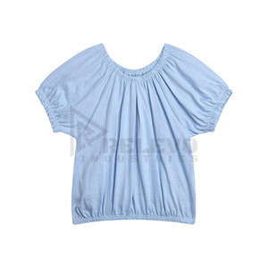 Camiseta casual de algodón para mujer, de manga corta, cuello redondo, transpirable, holgada, de color liso, corte regular. - Product Image 1