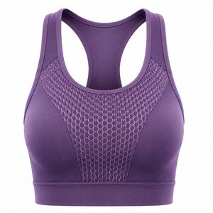 Soutien-gorge de sport dos nageur pour femme, col rond, empiècements en maille respirants, maintien élevé, sans coutures, pour le yoga, couleur unie, léger - Product Image 2