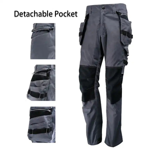 Pantalon de travail gris noir avec poches à outils, pantalon cargo industriel durable pour les travaux de construction - Product Image 6