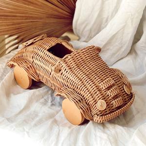 Jouet de voiture en rotin naturel petit mini modèle moderne pour enfants top vente voitures préférées des enfants jouets cadeaux - Product Image 1