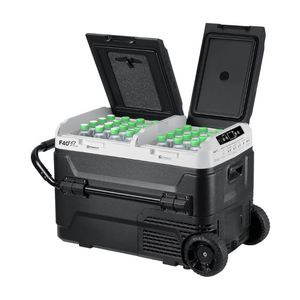 Réfrigérateur portable 12 volts, congélateur de voiture à double zone de 45 litres, contrôle de température indépendant, réfrigérateur à compresseur de 43 litres, roues - Product Image 1