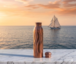 Indian Handcrafted Classic Double Wall Portable Copper Bottle <b>Drinkware</b> for Outdoor Home & Office Use - Product Image 6