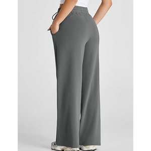 Muzamin Apparel Mid Elastic Waist Heavyweight Cotton Sport <b>Trousers</b> Custom Logo Straight Grey <b>Fleece</b> Breathable <b>Women</b> - Product Image 2