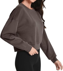 Sweat-shirt décontracté pour femme en coton 100% avec logo personnalisé sur le devant, manches longues, col rond, doublure en polaire, séchage rapide et écologique - Product Image 2
