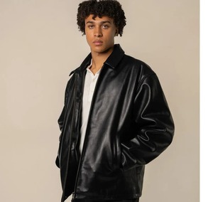 Chaqueta de Cuero Holgada para Hombre, Chaqueta Bomber de Cuero Estilo Urbano - Product Image 2