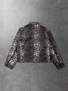 Blouson Harrington Zippé Homme Imprimé Léopard AOP Motif Guépard Streetwear Audacieux Vente en Gros - Product Image 4