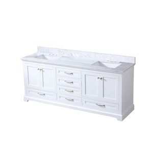 White Double Bath Vanity with Carrara Marble <b>Top</b> <b>80</b> In. W X 22 In. D Bathroom Vanities - Product Image 4