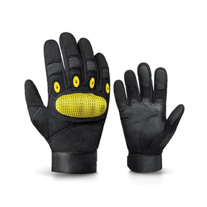Full Finger PU Weight Lifting Gloves Non-Slip Unisex Outdoor Activities Black With Yellow Palm Grip - Product Image 1