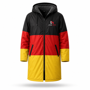 Chaqueta Parka Personalizada con la Bandera de Alemania, Impermeable, Cortavientos, Forrada de Forro Polar, con Capucha, Abrigo Largo para Natación, Surf y Deportes al Aire Libre - Product Image 2