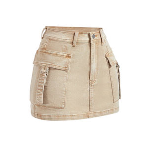 Jupe mini plissée décontractée en denim tricoté taille empire pour femme, bleu clair, respirante, antistatique, écologique, Sapeemo, collection 2026 - Product Image 4