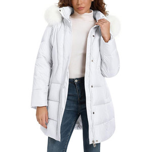 Manteaux d'hiver pour femmes, vestes en duvet mi-longues chaudes, vêtements d'extérieur avec capuche en fourrure amovible, élégantes, épaisses et isolées pour le froid - Product Image 1