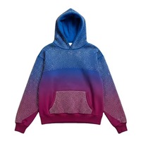 Streetwear personnalisé de haute qualité en coton premium 400 GSM, coupe classique, fermeture éclair, poche brodée de cristaux et strass