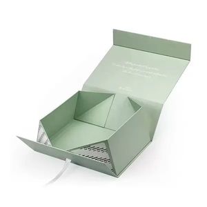 EcoRev Luxury Magnetic Closure Rigid Art Paper Gift <b>Box</b> Ribbon Handle Foldable Premium Packaging for Saree Clothing Wedding - Product Image 4