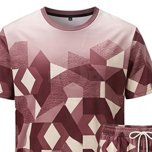 Conjunto de Camiseta y Pantalones Cortos Sublimados para Hombre, Corte Moderno, Estilo Relajado, Material Transpirable, Perfecto para Entrenamiento y Fitness - Product Image 6