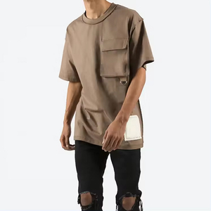 Men Oversized Front Pocket Short Sleeve O Neck Solid <b>Colour</b> Casual T <b>Shirt</b> Breathable Eco-Friendly High Quality Knitted Fabric - Product Image 3