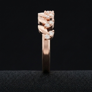 Anillo de Compromiso con Diseño de Hoja de Oro Rosa de 18K, Diamante Cultivado en Laboratorio de 0.189 CT, Certificado IGI, 3.19g, Oro Sólido, Engaste de Puntas, Minimalista, para Mujer - Product Image 2