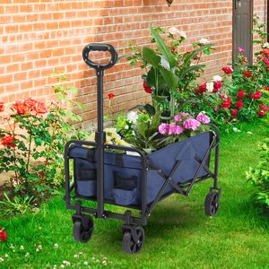 Carrello da Campeggio in Tessuto Oxford 600D, Capacità 100kg, Telaio in Acciaio Pieghevole, Tessuto Blu, Telaio Argento, 74.5*45.5*84cm - Product Image 3