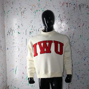 Sweat-shirt à col montant IWU CREAM 100% rouge avec broderie appliquée, col large, URBAN PRODUCTIONS - Product Image 1