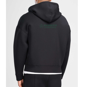 Sweat à capuche zippé unisexe personnalisé 100 % coton, respirant, tricoté, streetwear, épais, à épaules tombantes pour homme - Product Image 3