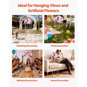 10 pièces de supports floraux hexagonaux cubiques en acrylique stratifié de 31,5 pouces pour centres de table de mariage et décorations de table, supports de fleurs en colonne - Product Image 6